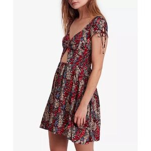 Free People Miss Right Floral Print Cut-Out Mini Cottagecore Skater Dress Size S